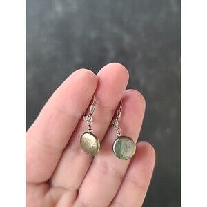 925 Sterling Silver Coin Pearl Dangling Leverback Earrings Vintage